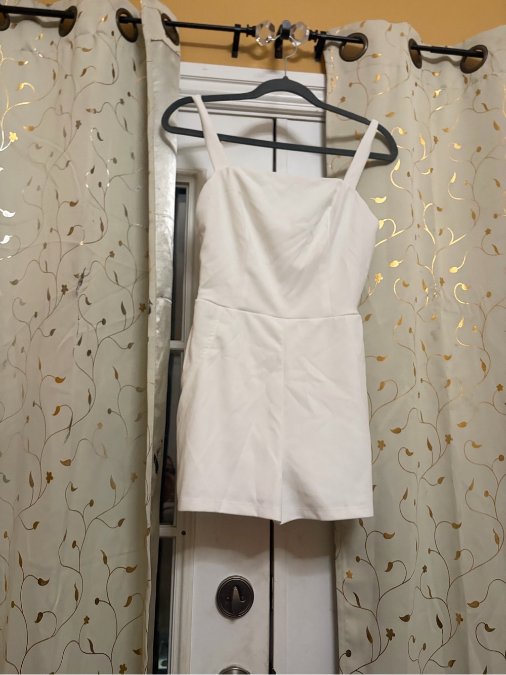 Women’s Cream Sleeveless Romper with Square Neck